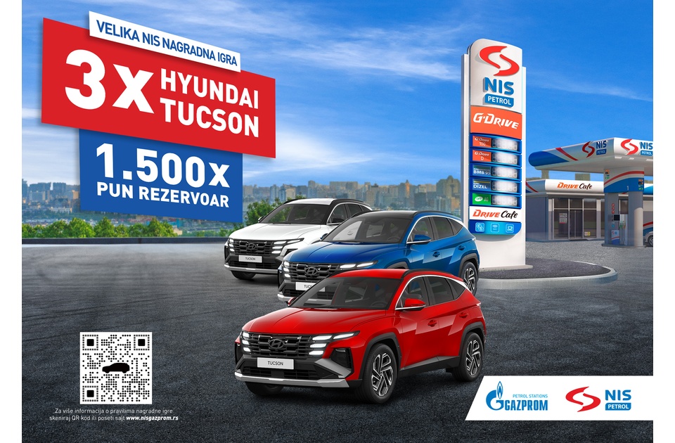 Nagradna igra kompanije NIS: Tri Hyundai Tucson automobila i još 1.500 punih rezervoara goriva