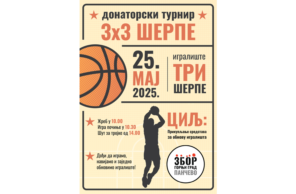 Pančevo: Donatorski turnir u basketu za obnovu igrališta Tri šerpe Pančevo: Donatorski turnir u basketu za obnovu igrališta Tri šerpe