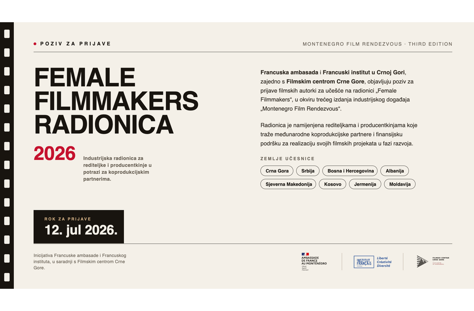 Filmski centar Crne Gore poziva autorke iz regiona na radionicu „Female Filmmakers“